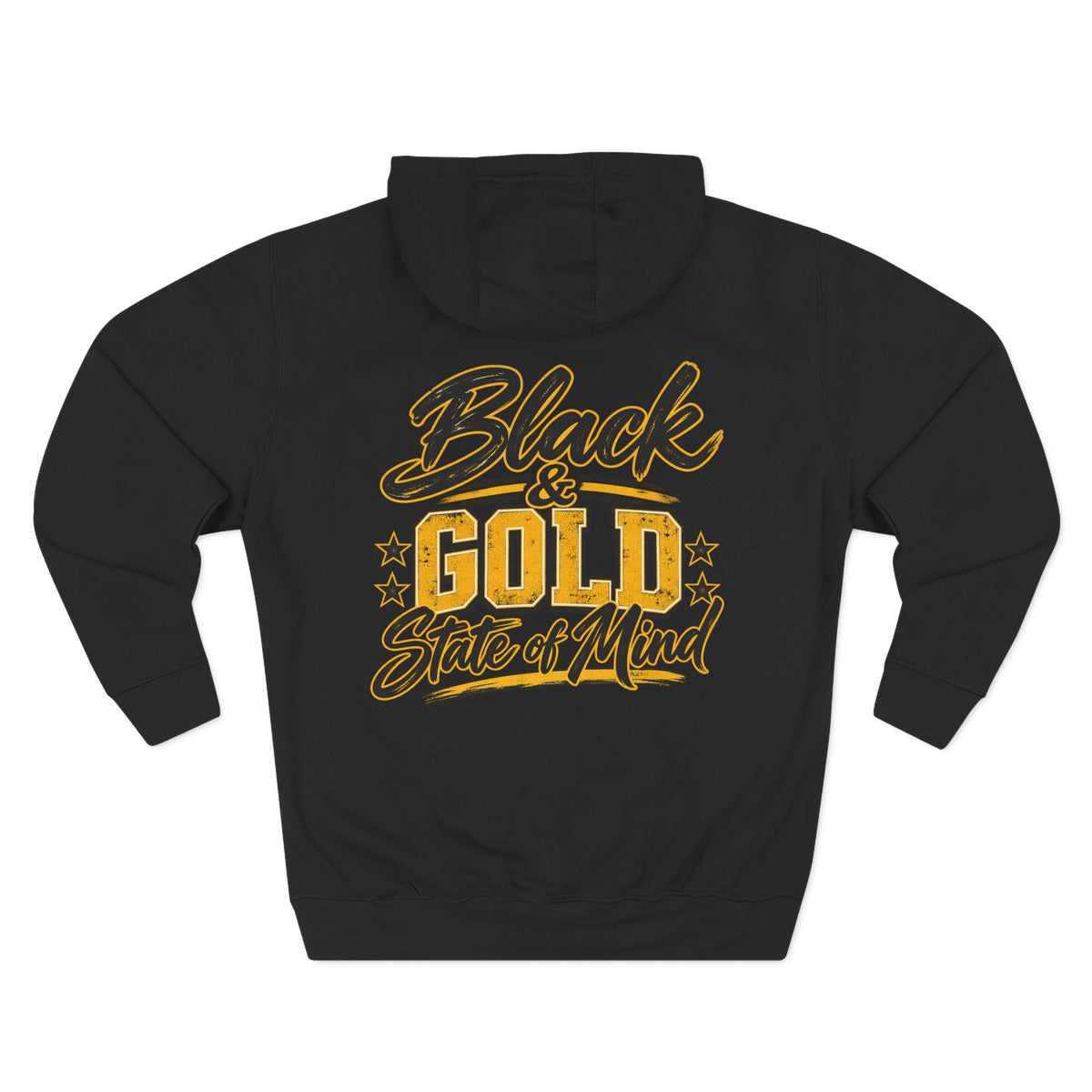 Black & Gold State of Mind Hoodie — Team Spirit Fleece Pullover