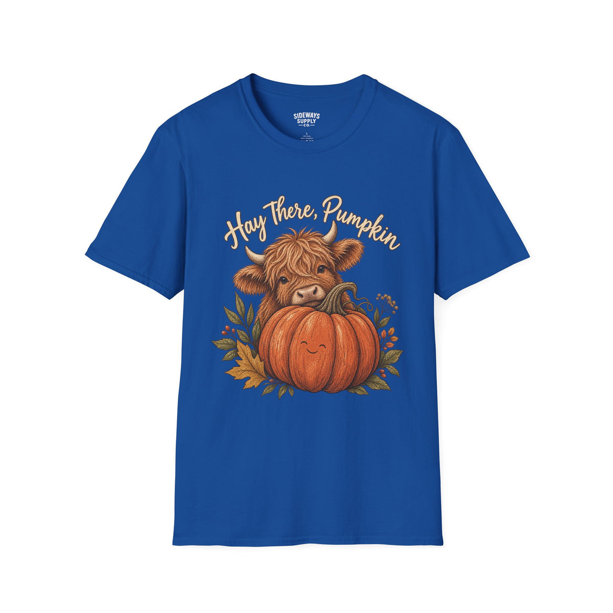 Hay There, Pumpkin Tshirt — Cute Highland Cow & Pumpkin Fall Tee