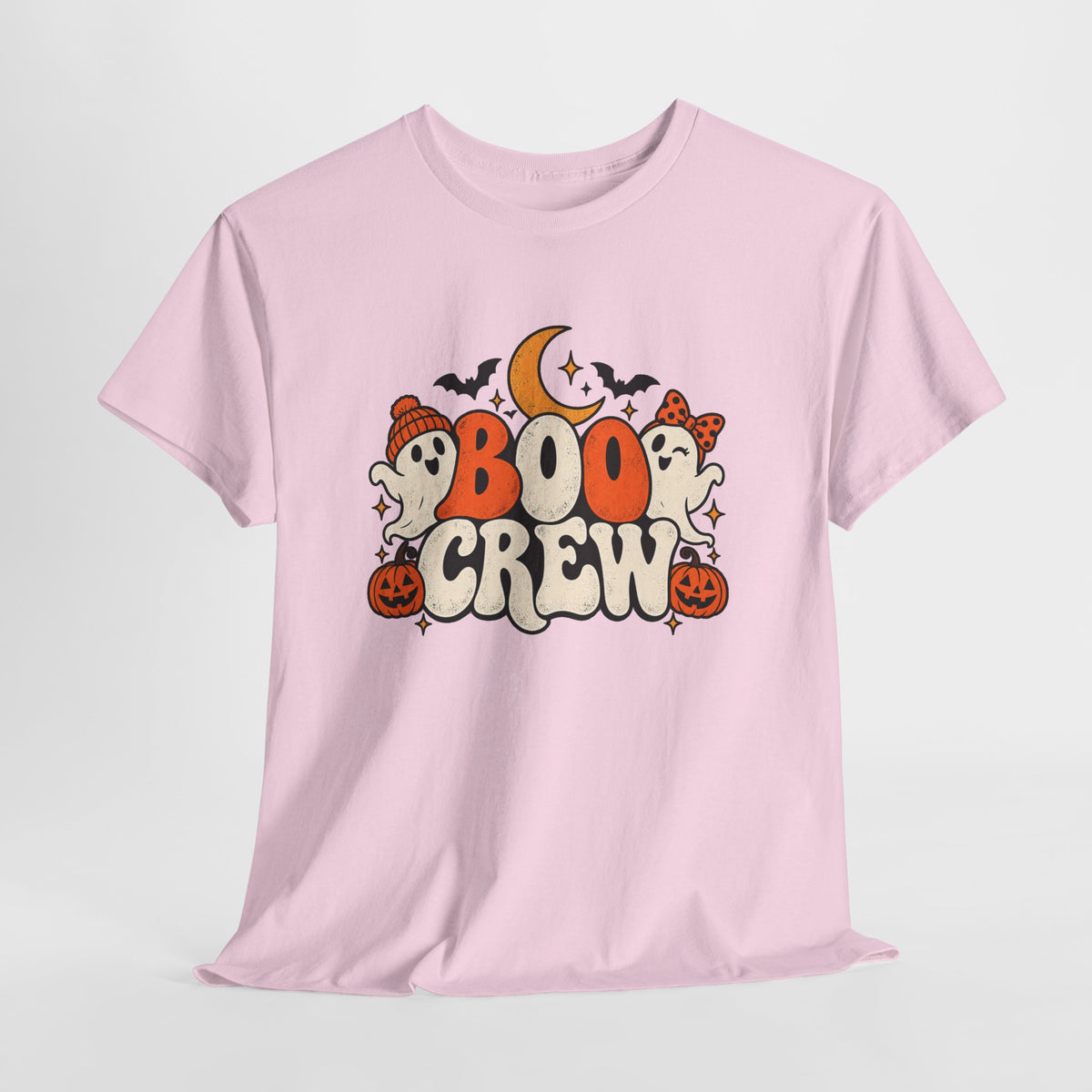 Boo Crew Halloween T-Shirt — Cute Ghosts, Pumpkins & Moon Graphic