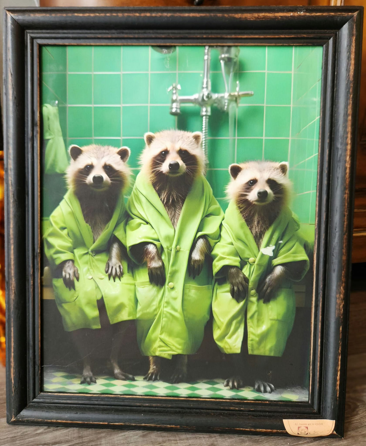 Raccoon Spa Day Framed Print