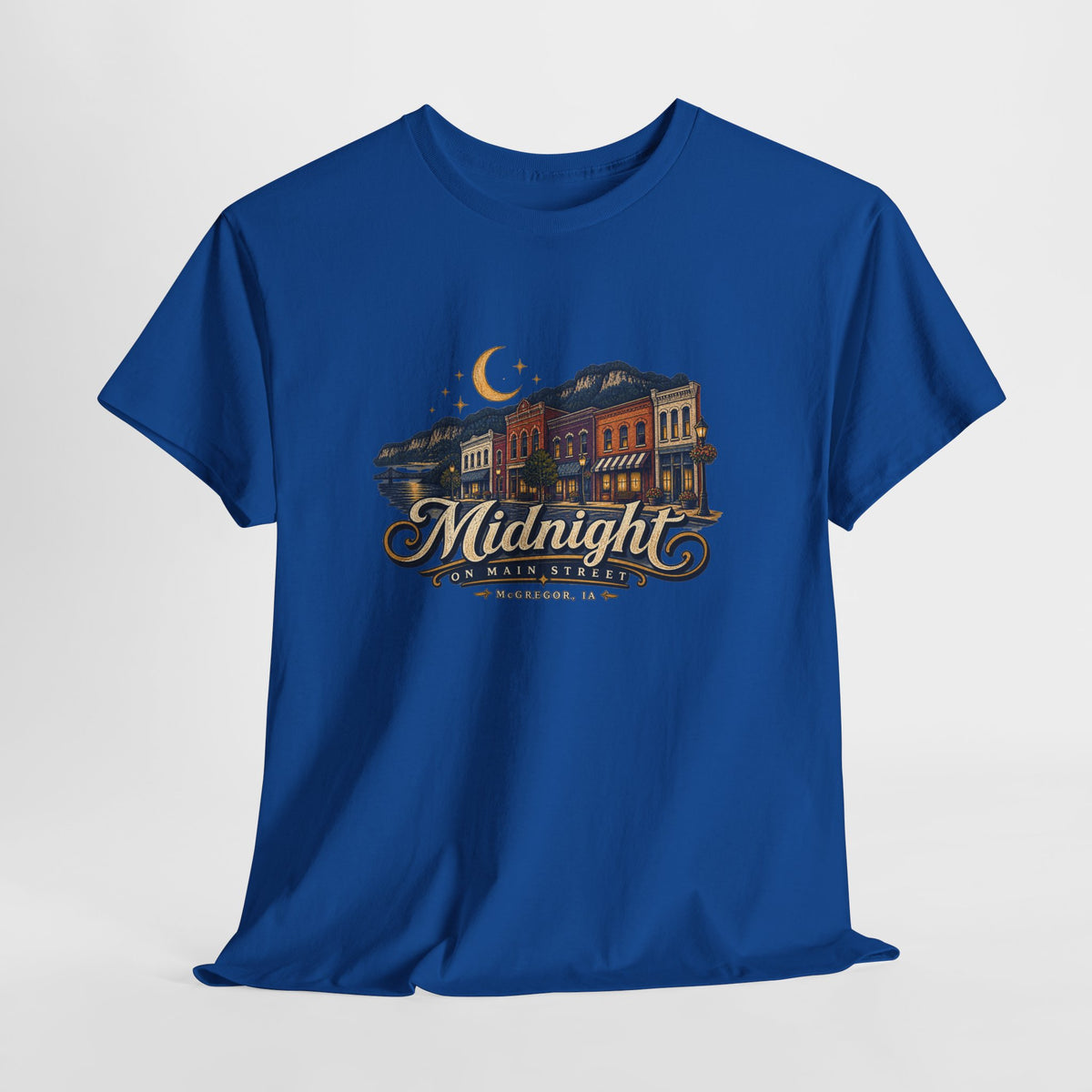 Midnight Main Street Tee – Vintage Nightscape Graphic T-Shirt