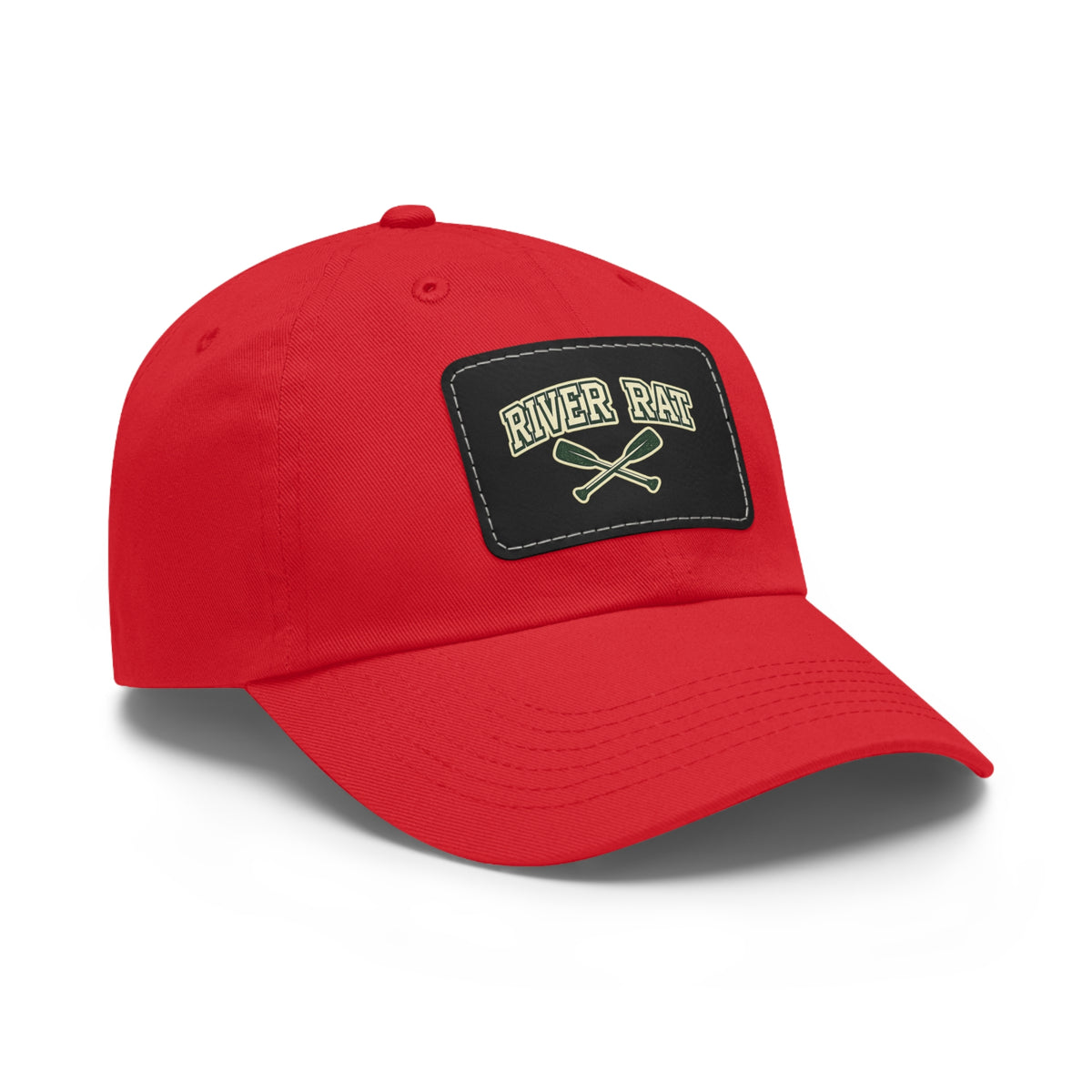 River Rat Leather Patch Dad Hat — Vintage Canoe Oars Cap