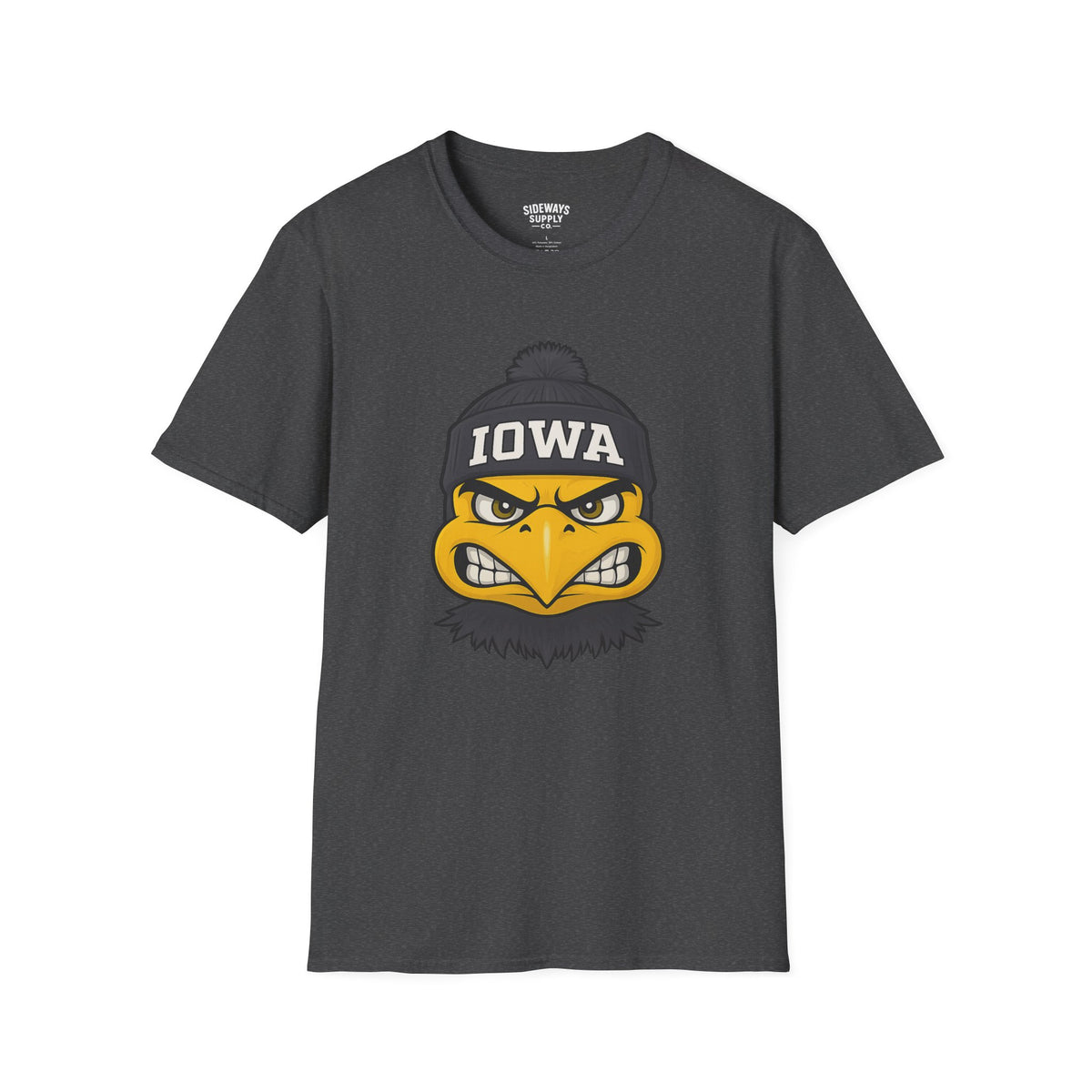 Iowa Hawkeye Beanie Mascot T-Shirt — Angry Bird College Fan Tee