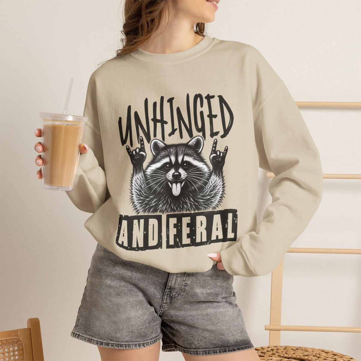 Unhinged and Feral Raccoon Crewneck Sweatshirt