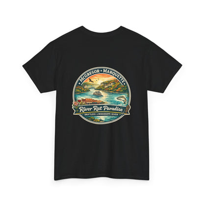 River Rat Paradise T-Shirt — Vintage River Fishing Graphic Tee Design on the back