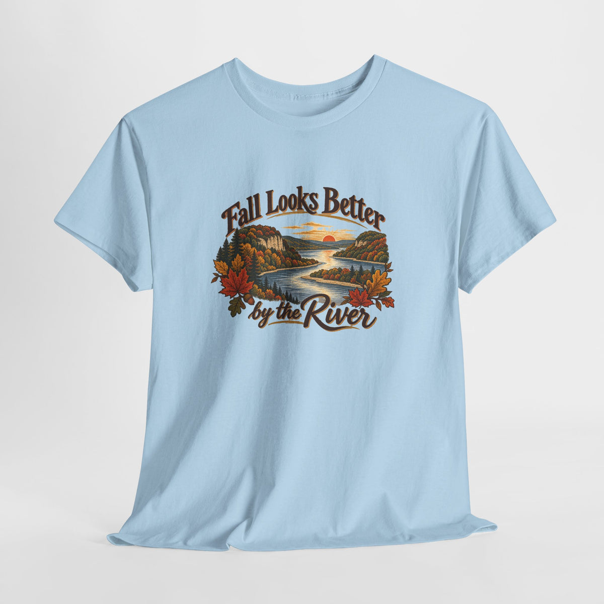 Fall Looks Better by the River T-Shirt — Vintage Autumn River Scenic Tee