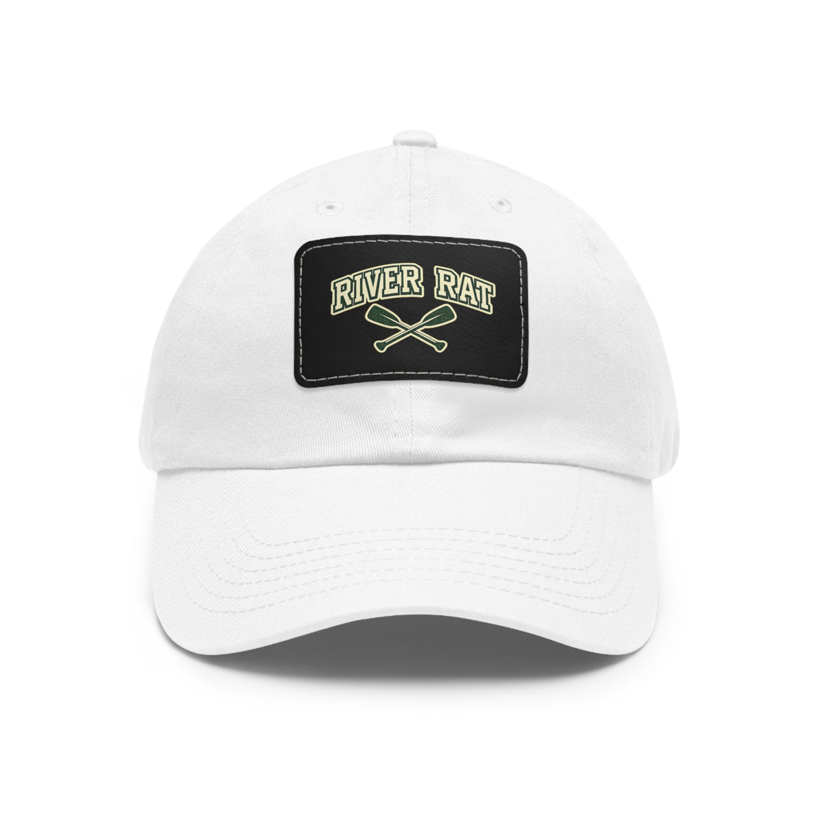 River Rat Leather Patch Dad Hat — Vintage Canoe Oars Cap
