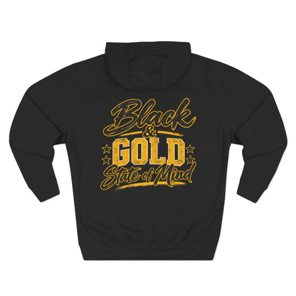 Black & Gold State of Mind Hoodie — Team Spirit Fleece Pullover