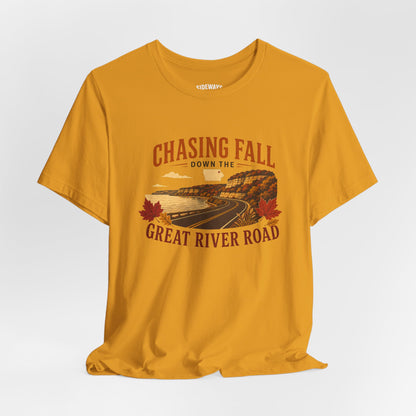 Chasing Fall Great River Road T-Shirt — Autumn Road Trip Tee