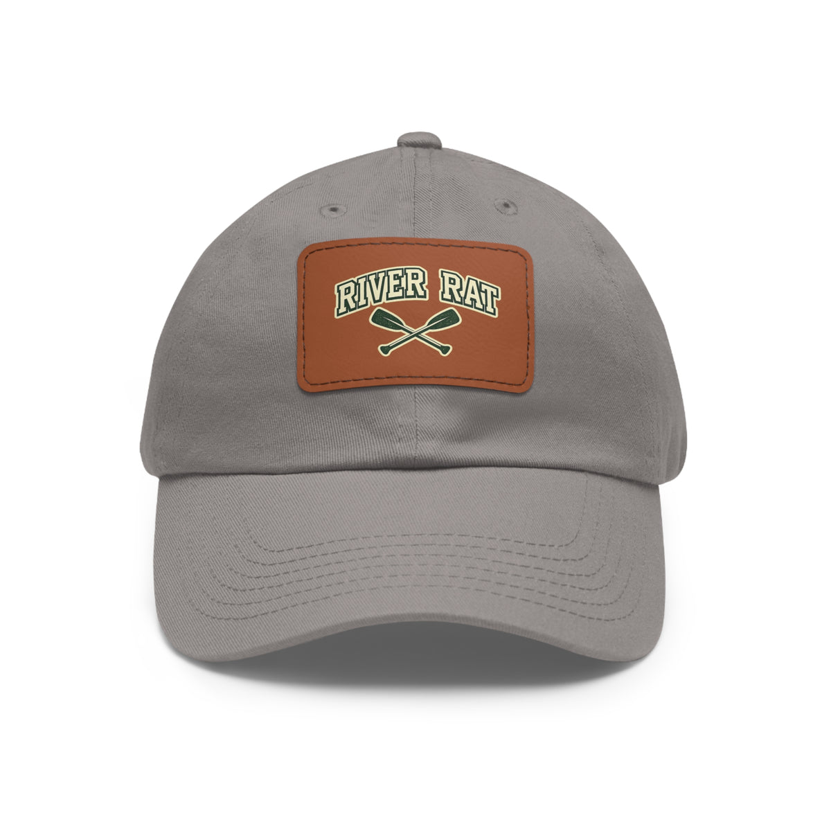 River Rat Leather Patch Dad Hat — Vintage Canoe Oars Cap