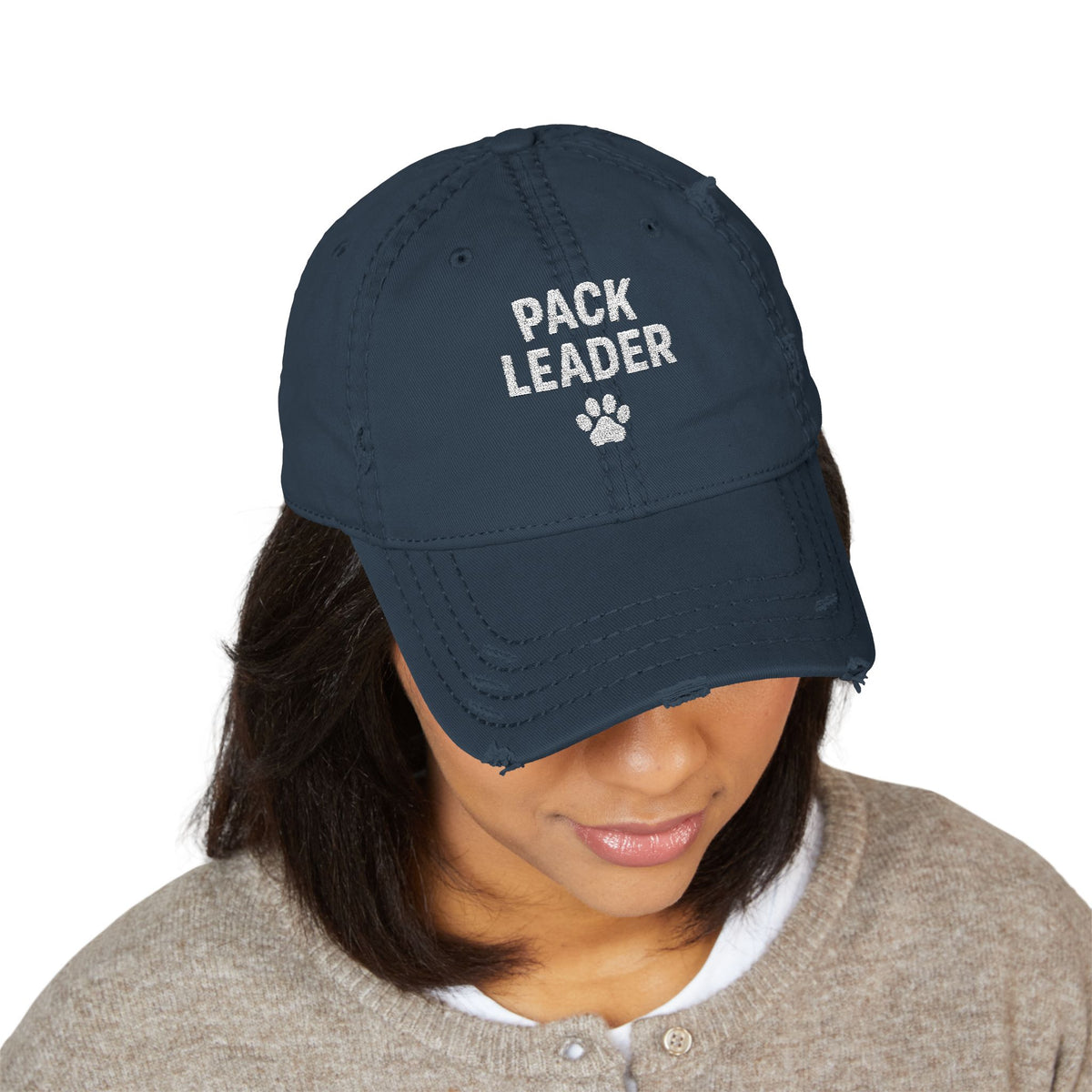 Distressed Pack Leader Hat (Unisex), Casual Embroidered Cap for Dog Lovers, Perfect Gift for Pet Parents