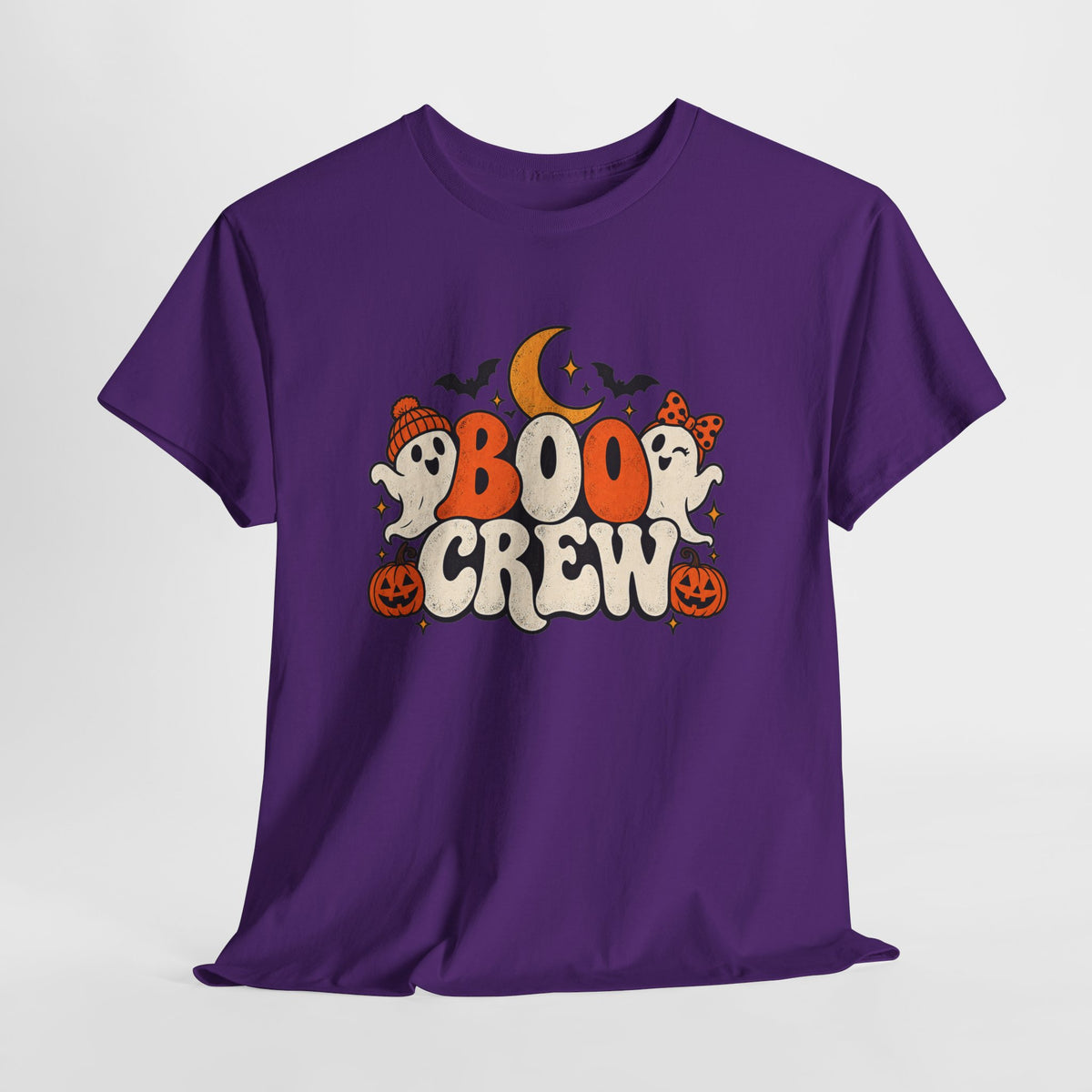 Boo Crew Halloween T-Shirt — Cute Ghosts, Pumpkins & Moon Graphic