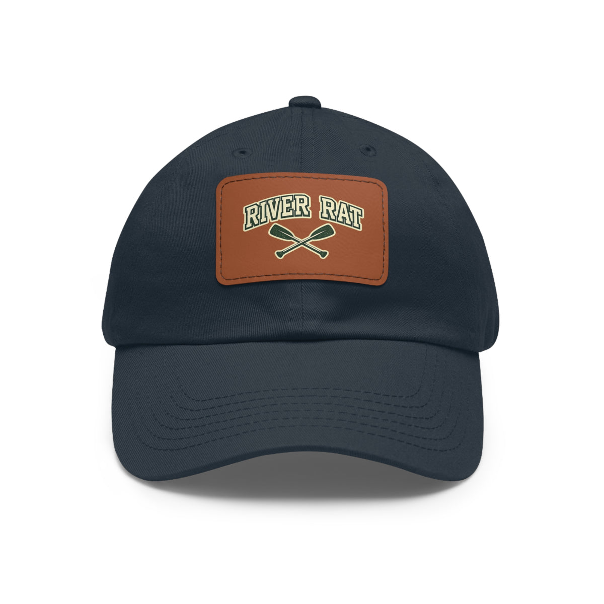 River Rat Leather Patch Dad Hat — Vintage Canoe Oars Cap