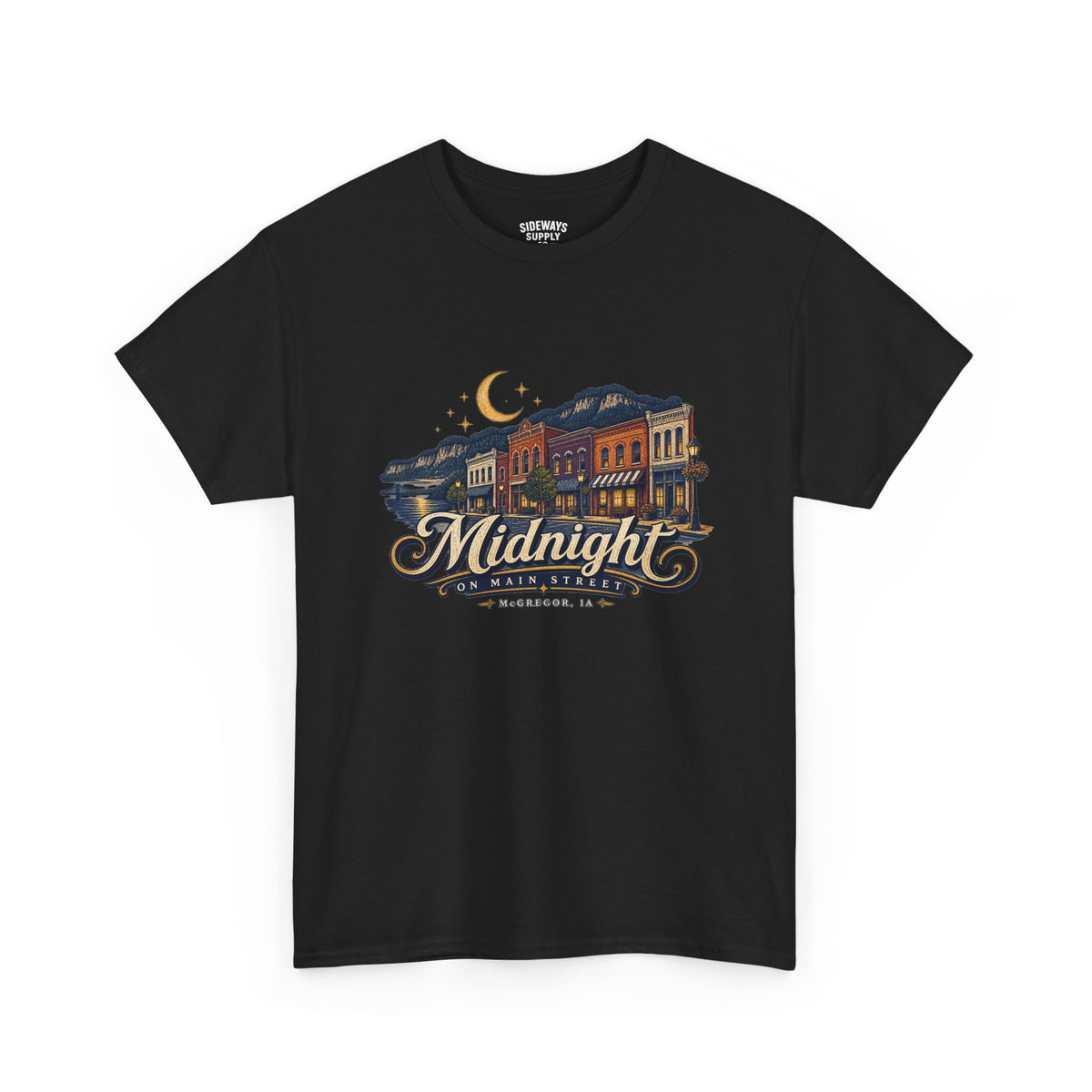 Midnight Main Street Tee – Vintage Nightscape Graphic T-Shirt