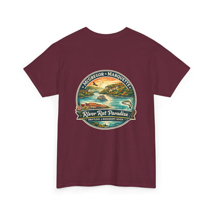 River Rat Paradise T-Shirt — Vintage River Fishing Graphic Tee Design on the back