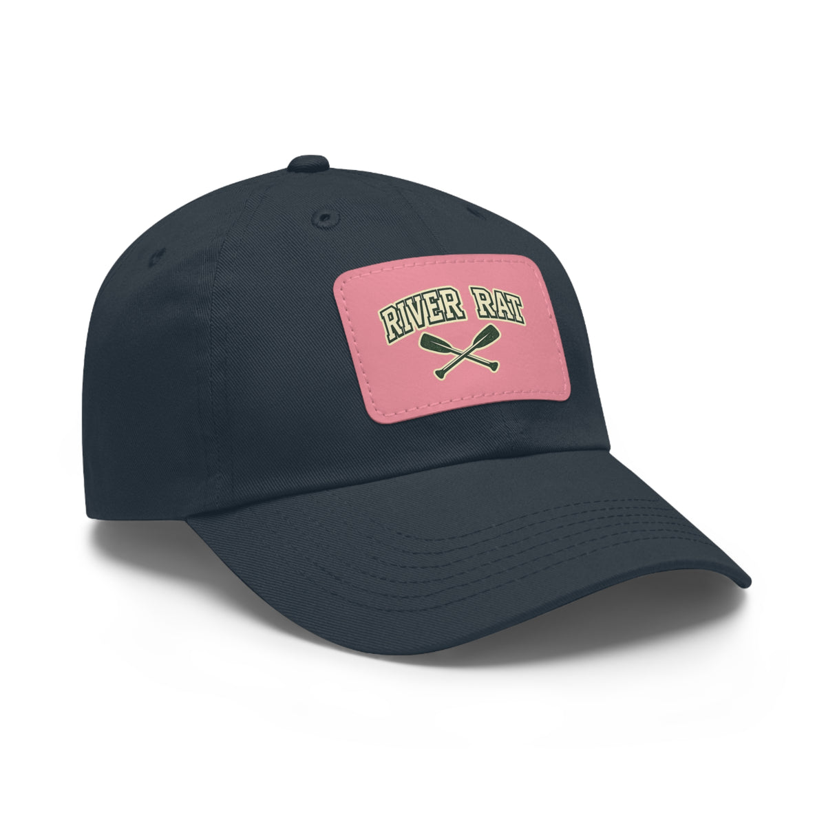 River Rat Leather Patch Dad Hat — Vintage Canoe Oars Cap