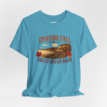 Chasing Fall Great River Road T-Shirt — Autumn Road Trip Tee