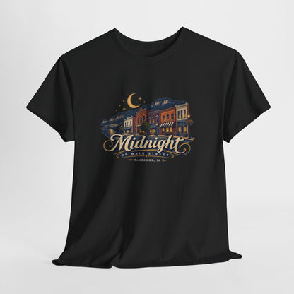 Midnight Main Street Tee – Vintage Nightscape Graphic T-Shirt