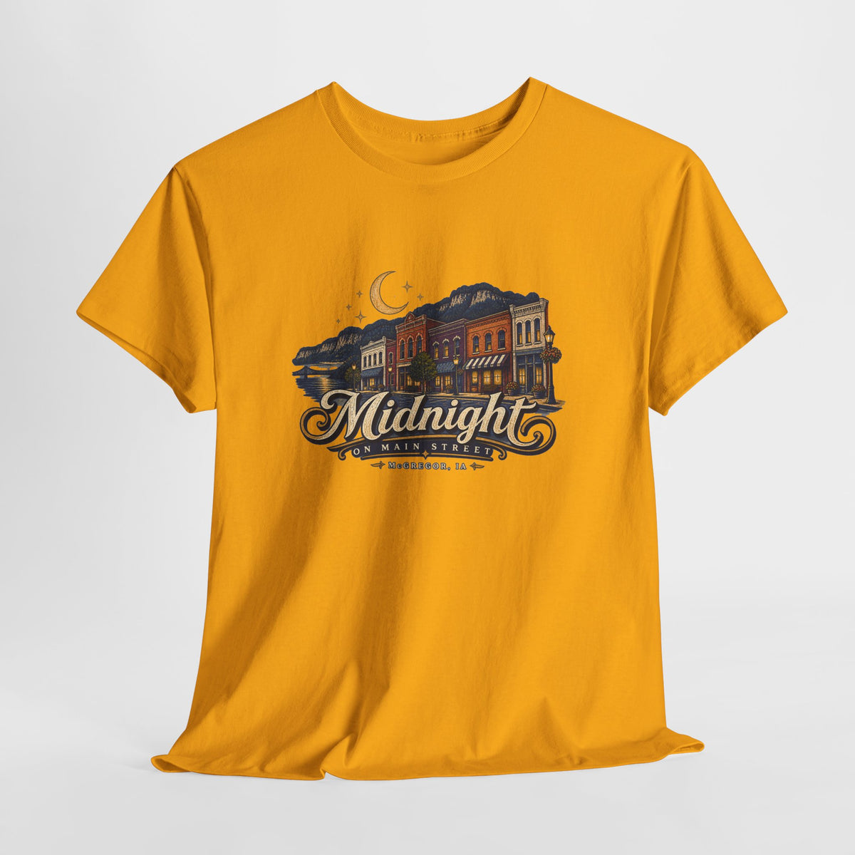 Midnight Main Street Tee – Vintage Nightscape Graphic T-Shirt