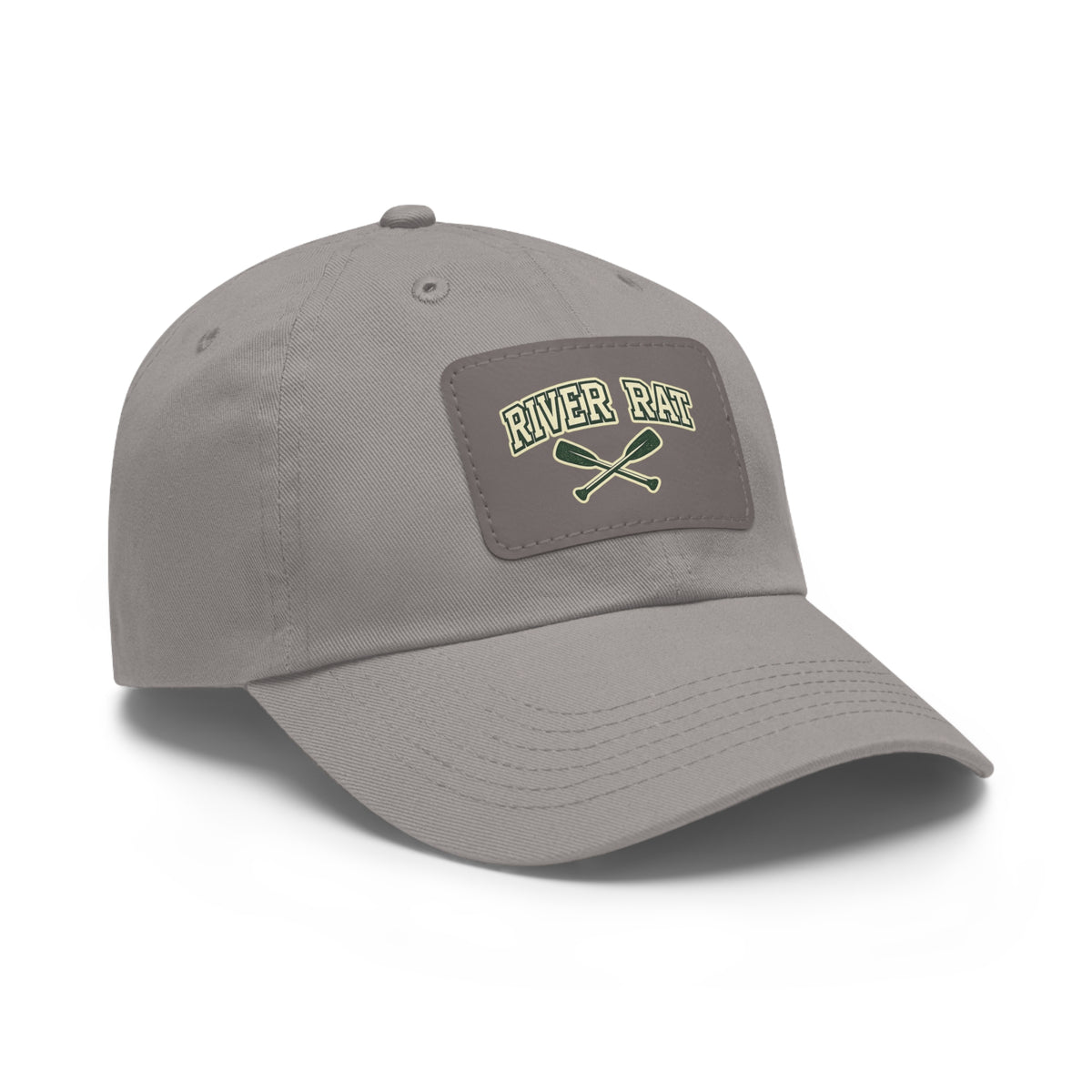 River Rat Leather Patch Dad Hat — Vintage Canoe Oars Cap