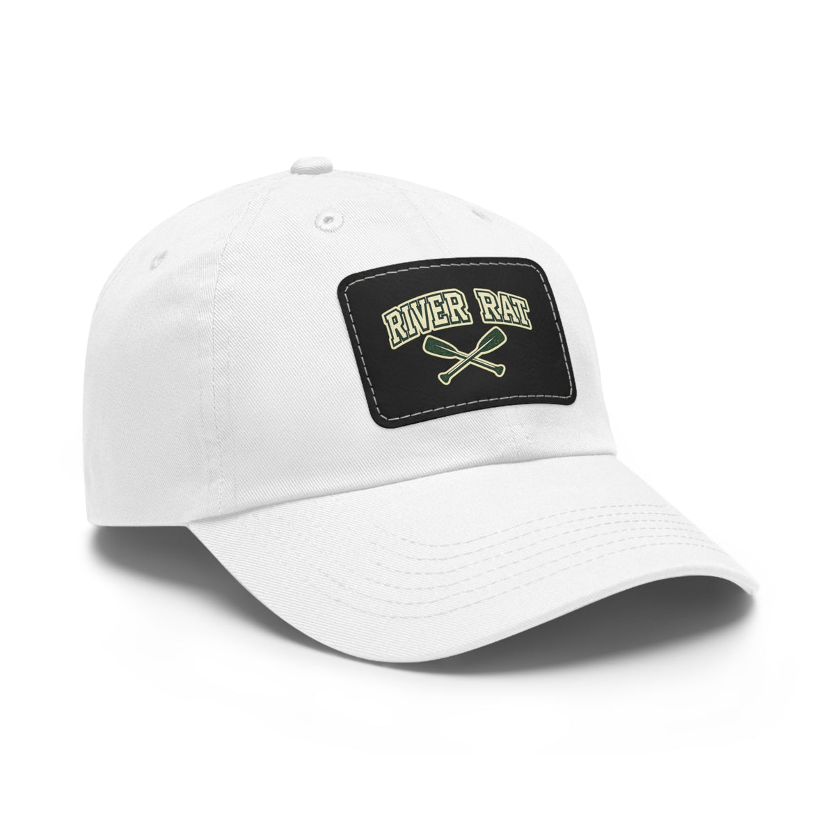 River Rat Leather Patch Dad Hat — Vintage Canoe Oars Cap