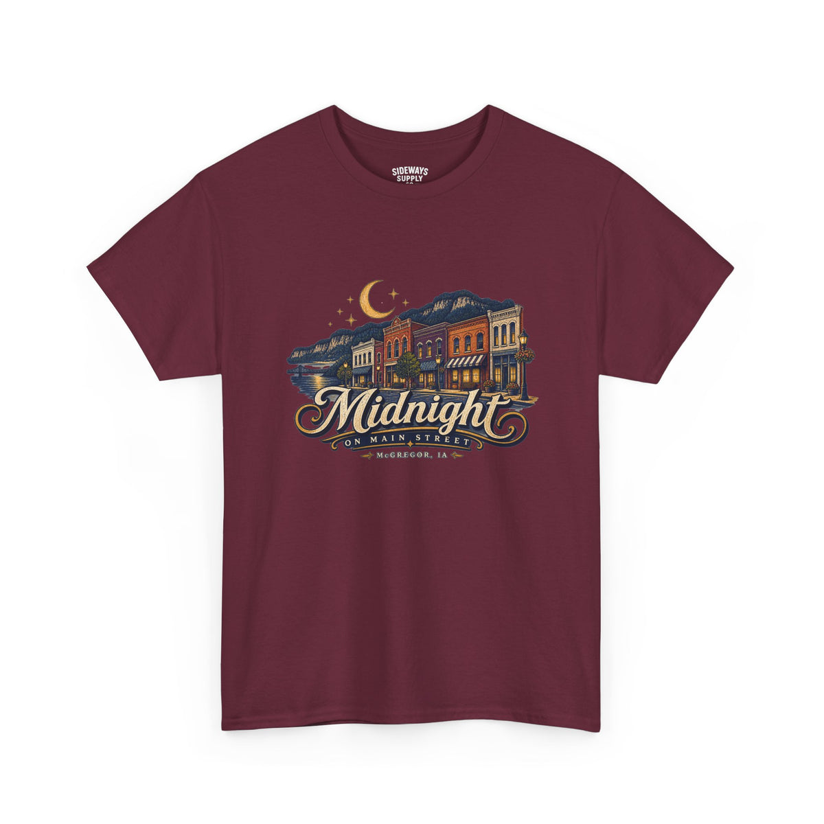 Midnight Main Street Tee – Vintage Nightscape Graphic T-Shirt