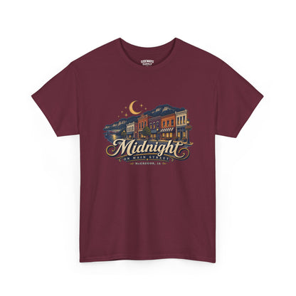 Midnight Main Street Tee – Vintage Nightscape Graphic T-Shirt