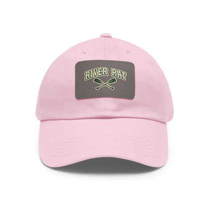 River Rat Leather Patch Dad Hat — Vintage Canoe Oars Cap