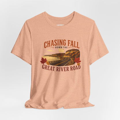 Chasing Fall Great River Road T-Shirt — Autumn Road Trip Tee