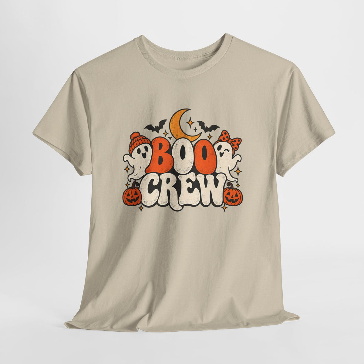 Boo Crew Halloween T-Shirt — Cute Ghosts, Pumpkins & Moon Graphic