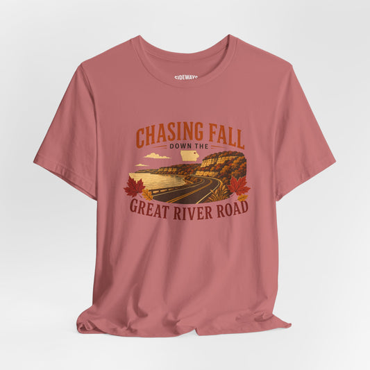 Chasing Fall Great River Road T-Shirt — Autumn Road Trip Tee