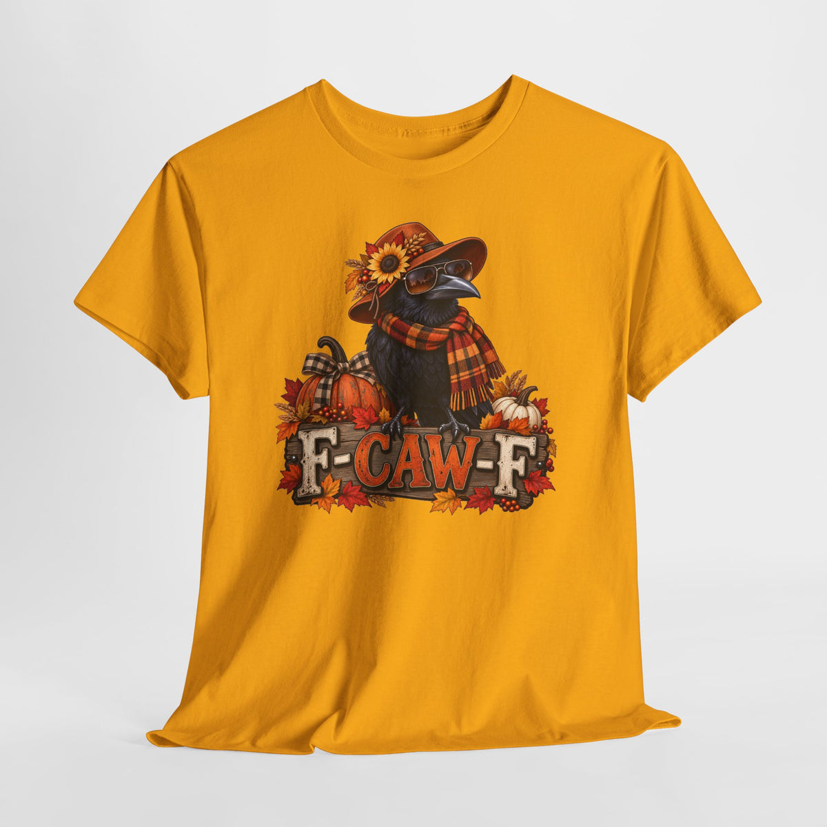 Fall Crow Tee — "F-CAW-F" Autumn Crow Pumpkin Shirt