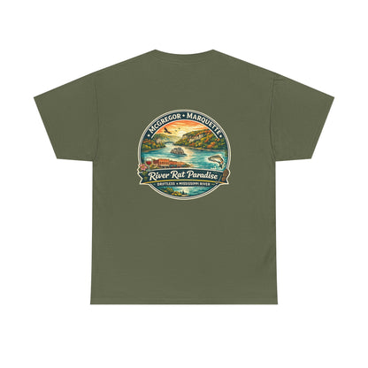 River Rat Paradise T-Shirt — Vintage River Fishing Graphic Tee Design on the back