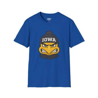 Iowa Hawkeye Beanie Mascot T-Shirt — Angry Bird College Fan Tee