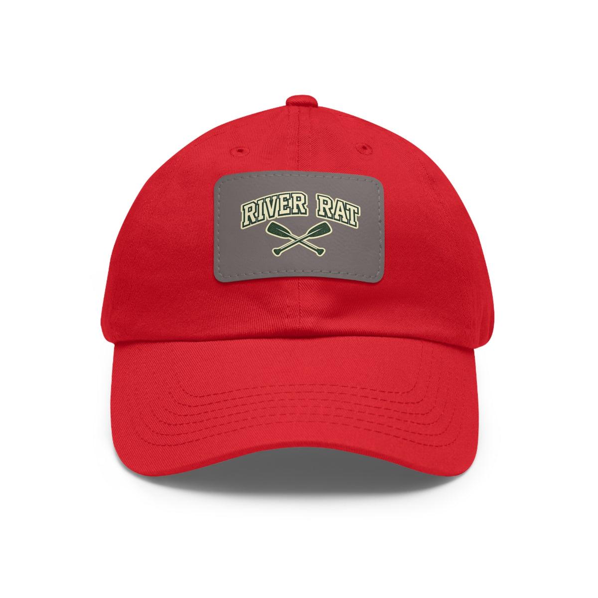 River Rat Leather Patch Dad Hat — Vintage Canoe Oars Cap