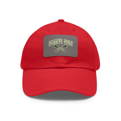 River Rat Leather Patch Dad Hat — Vintage Canoe Oars Cap