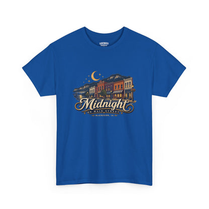 Midnight Main Street Tee – Vintage Nightscape Graphic T-Shirt