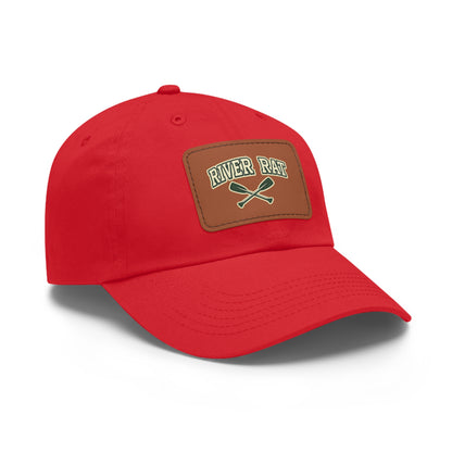 River Rat Leather Patch Dad Hat — Vintage Canoe Oars Cap