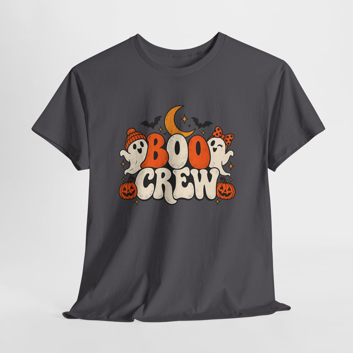 Boo Crew Halloween T-Shirt — Cute Ghosts, Pumpkins & Moon Graphic