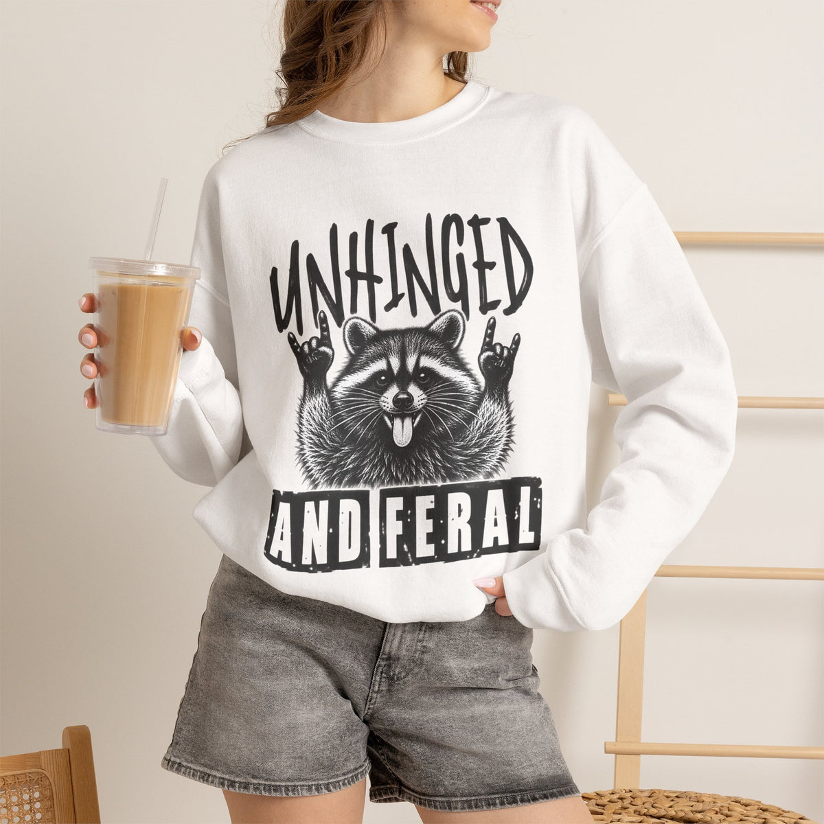 Unhinged and Feral Raccoon Crewneck Sweatshirt