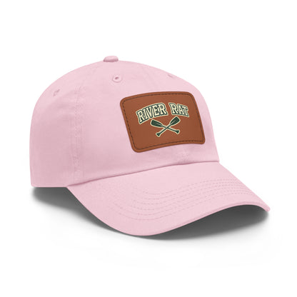 River Rat Leather Patch Dad Hat — Vintage Canoe Oars Cap