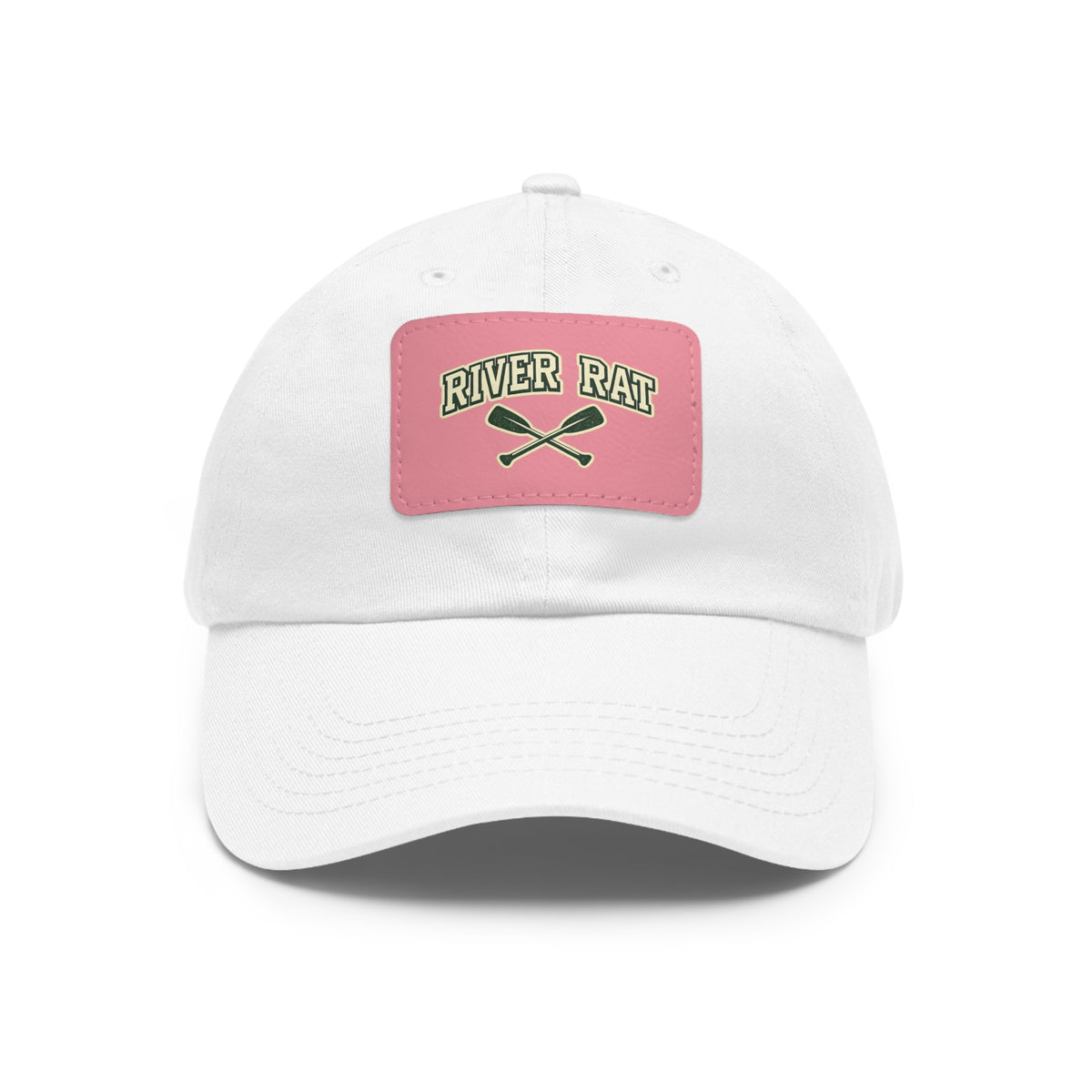 River Rat Leather Patch Dad Hat — Vintage Canoe Oars Cap