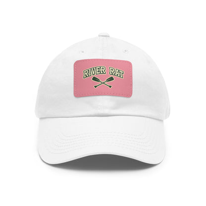 River Rat Leather Patch Dad Hat — Vintage Canoe Oars Cap