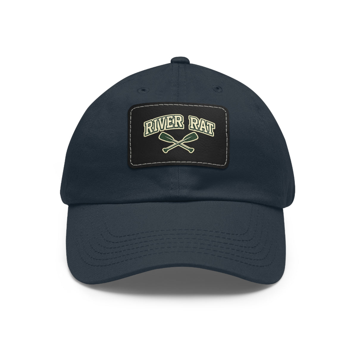 River Rat Leather Patch Dad Hat — Vintage Canoe Oars Cap