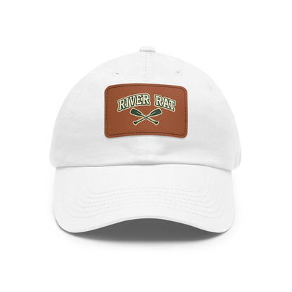River Rat Leather Patch Dad Hat — Vintage Canoe Oars Cap