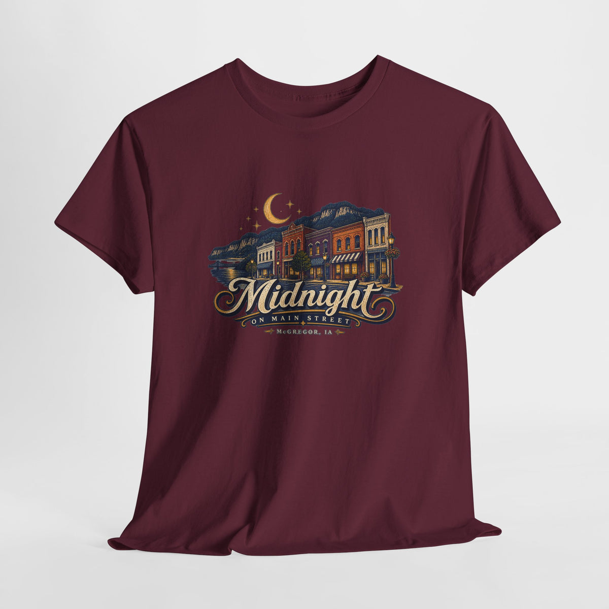 Midnight Main Street Tee – Vintage Nightscape Graphic T-Shirt
