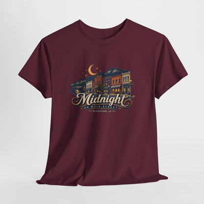 Midnight Main Street Tee – Vintage Nightscape Graphic T-Shirt