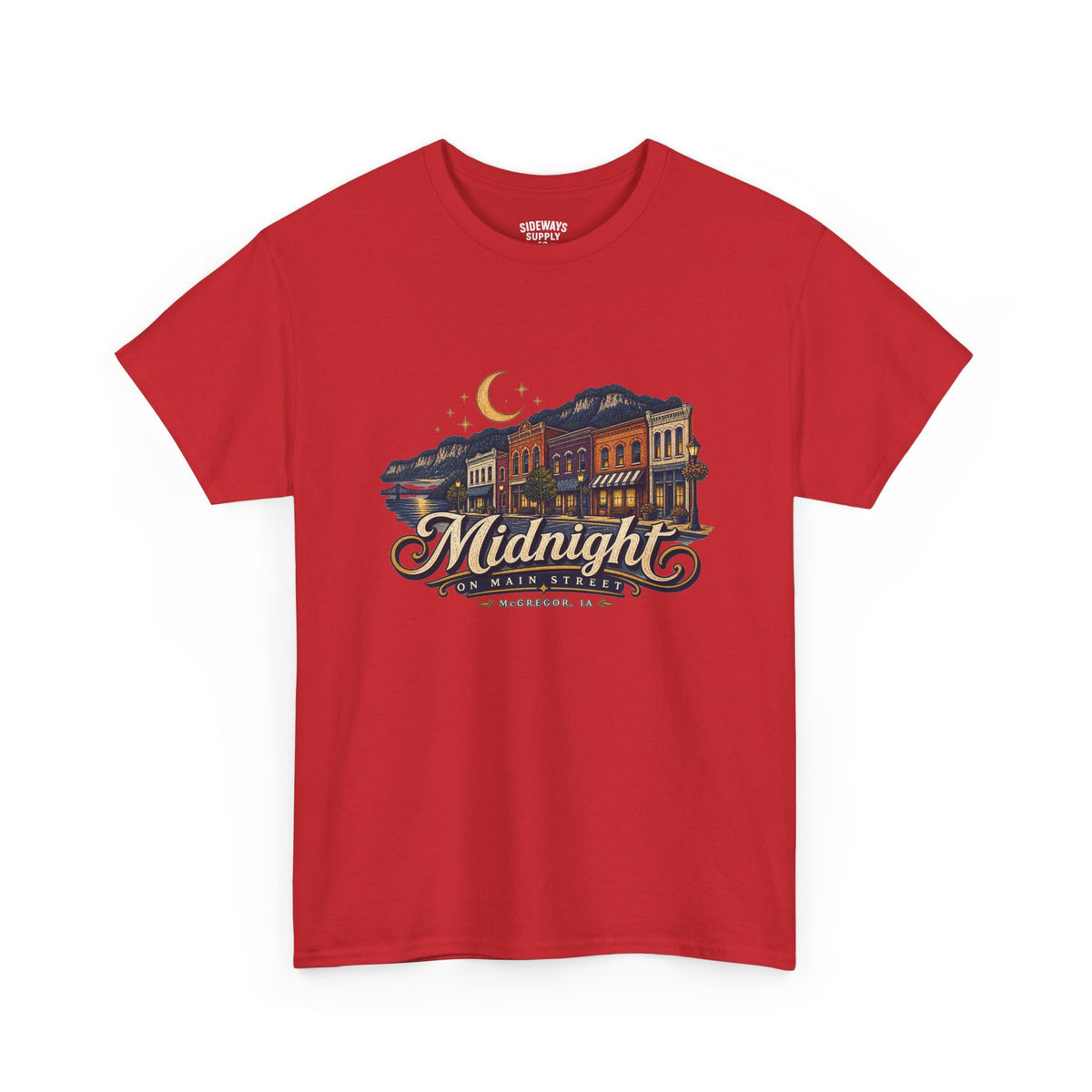 Midnight Main Street Tee – Vintage Nightscape Graphic T-Shirt