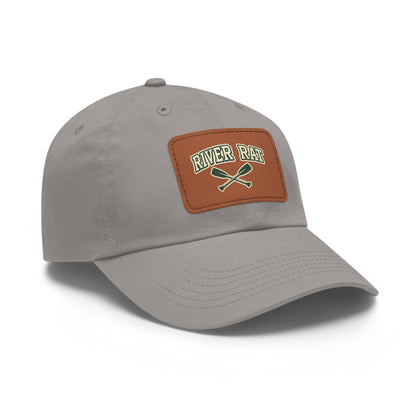 River Rat Leather Patch Dad Hat — Vintage Canoe Oars Cap
