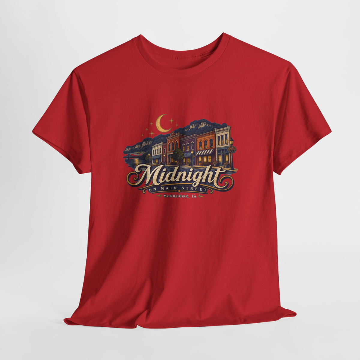 Midnight Main Street Tee – Vintage Nightscape Graphic T-Shirt